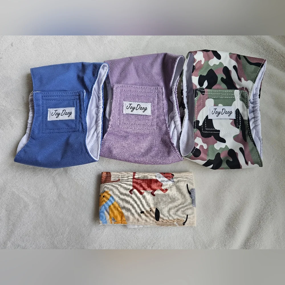 Male Dog Belly Bands- Blue, Purple, and Camouflage